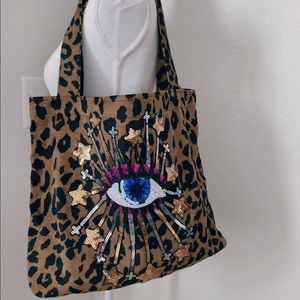 CARRY EVERYTHING EVIL EYE LEOPARD TOTE